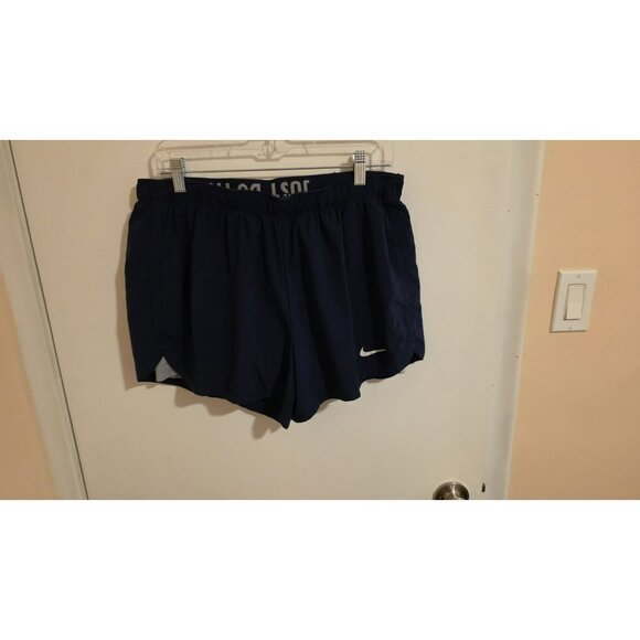 NIKE DRIFIT Shorts RUNNING LINED SHORTS Blue Womens XL Jogging walking yoga Gym - Picture 1 of 7